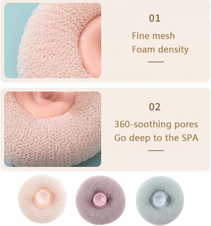 TARTAMYA Round loofah scrubbing brush Loofah Bath Sponge Body Scrubber Mesh for Men Women | Mud & Dirt Remover Exfoliating Soft Massager (2 pcs) 3