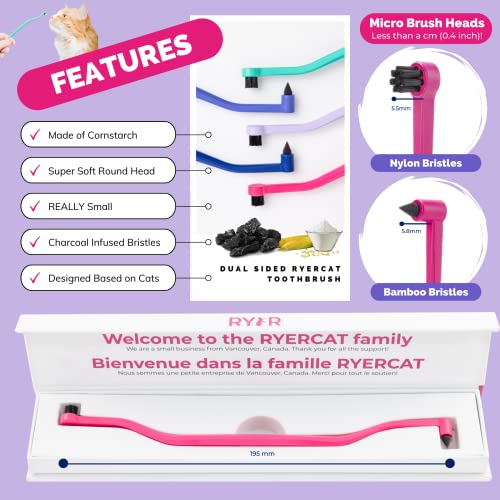 Image of RYERCAT Flamingo Dual Sided Cat Toothbrush - Micro Head ToothBrush to fit into Cat's Mouth - Cat Dental Supplies