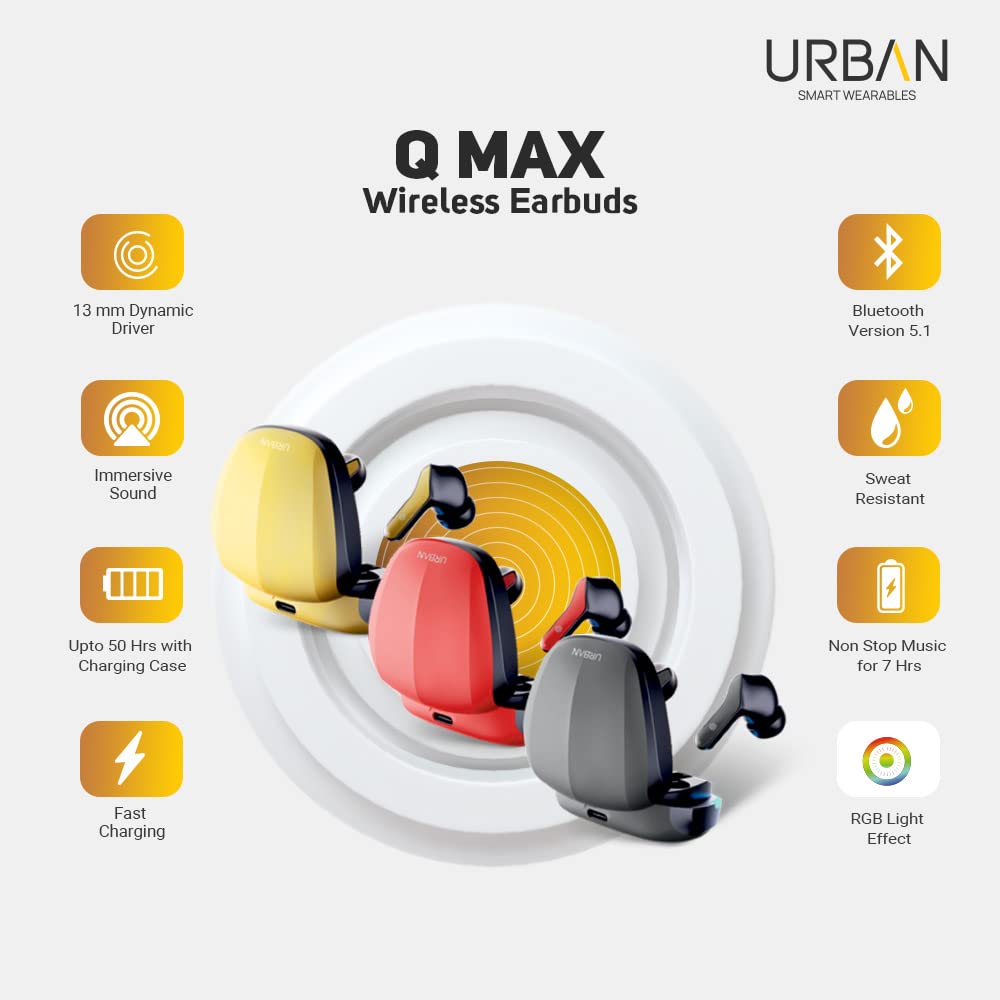 Urban Q Max True Wireless Earbuds Tws Upto 40 Hours Desertcart