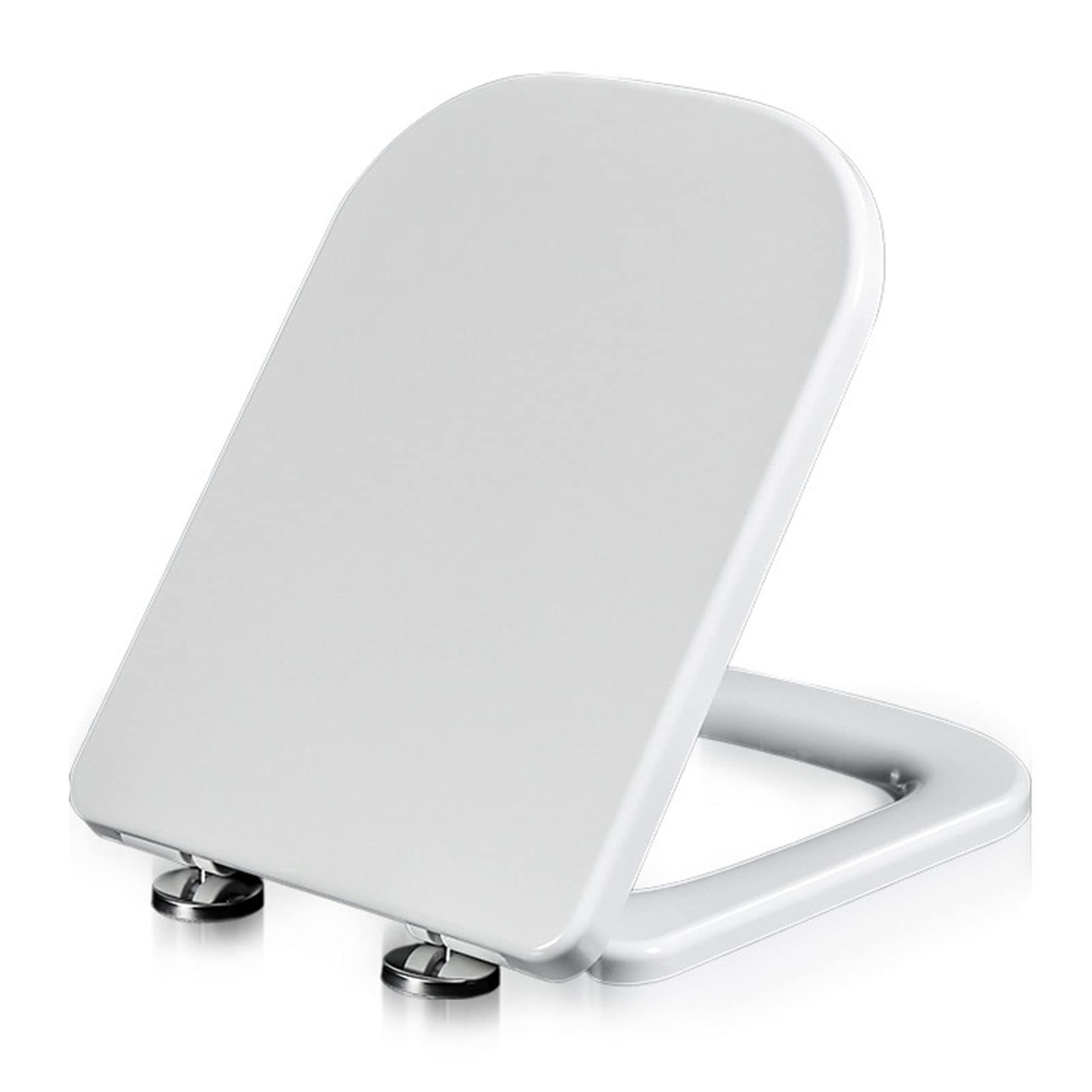 Elongated Toilet seat, White, Quiet-Closing Grip-Tight Bumpers, Adjustable, Lightweight, Durable, Portable, User-Friendly, Compact, Universal, Close, lid