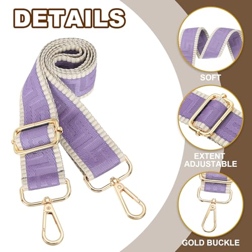 Image of PATIKIL Purse Strap, Adjustable Crossbody Bag Straps Wide Shoulder Strap Universal Replacement Shoulder Bag Belt for Women's Handbags Canvas Satchels Bag Backpack, Purple