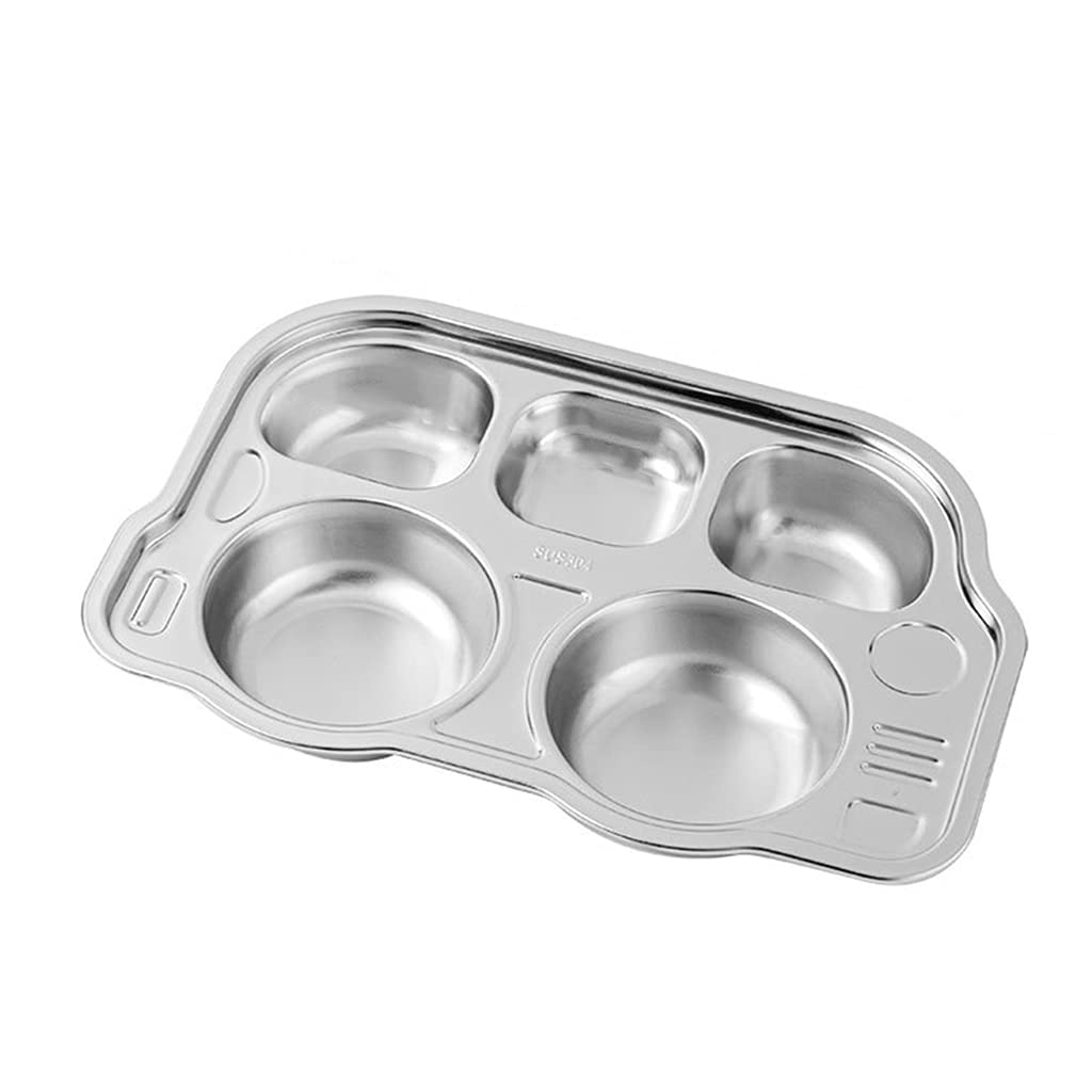 Kalttoy Stainless Steel Divided Plates Mess Food Sectioned Tray with Compartments Serving Plate Dividers for Food Control Stainless Steel Plate