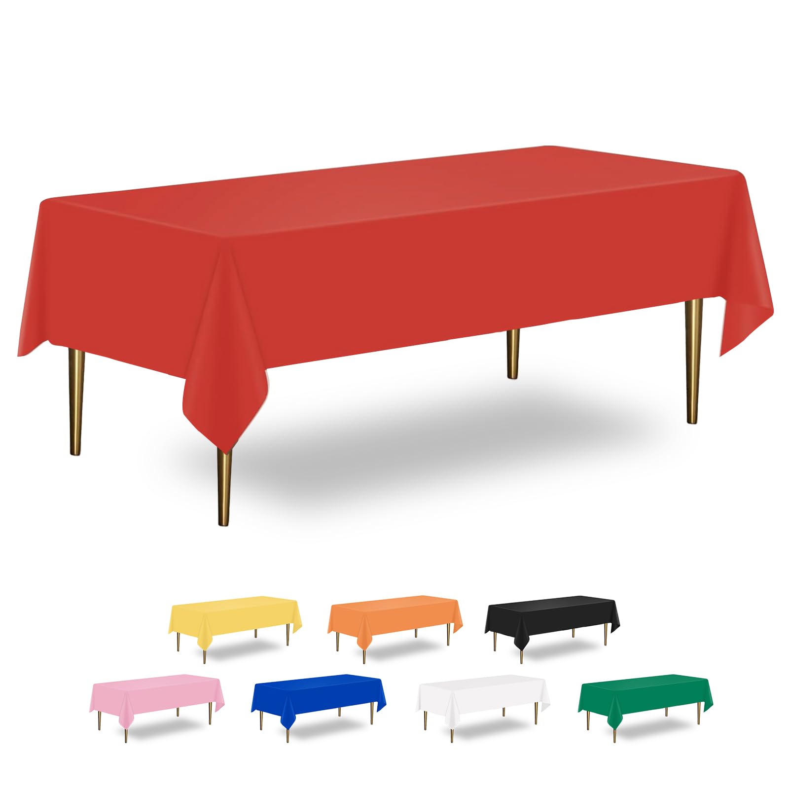 6 Pack Red Party Table Cloth 137 x 274 cm (54" x 108"), Plastic Table Cloth Wipeable, Rectangular Waterproof Party Tablecloth for Kids Party Birthday Festive Party (Red)
