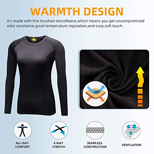 Sillictor Womens Theraml Base Layers Women Compression Sports Tops for Ski Running Hiking Cycling - Image 4
