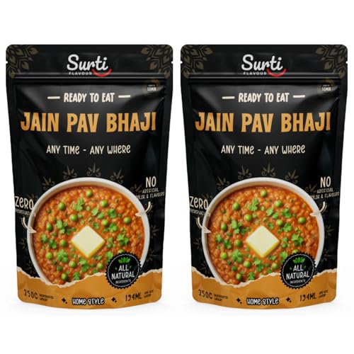 Surtiflavour Authentic jain Pav Bhaji 250 gram Indian Culinary Delight Instant Ready-to-Eat Jain Dish | Gluten-Free | Preservative-Free | Just Add Hot Water | Rich Taste & Aroma (Pack of 2)