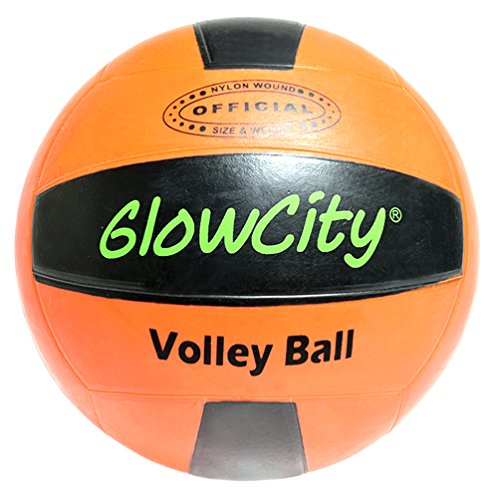GlowCity Glow-in-The-Dark Light-Up Volleyball – Official Size and Weight – Impact Activated LEDs – Batteries Included and Water-Resistant, Ideal for Beach and Court Play