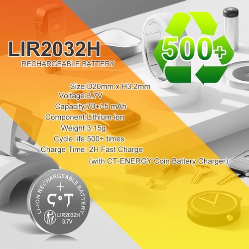 Kit 4 Pilas Recargables LIR2032H 3.7V con Cargador 4 Puertos miniatura 3