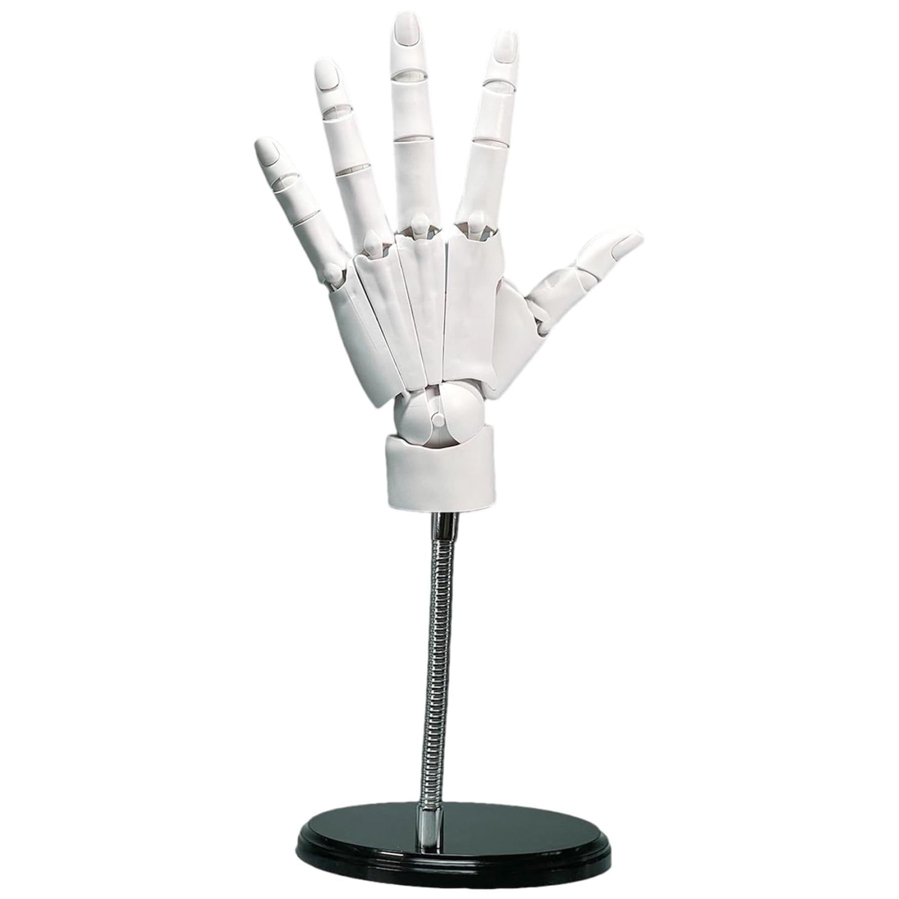 Main de mannequin articulée 1:1 8 x 14 pouces, modèle de main gauche avec joint et base mobiles, modèle en PVC convivial pour le dessin, la peinture, l'esquisse, blanc