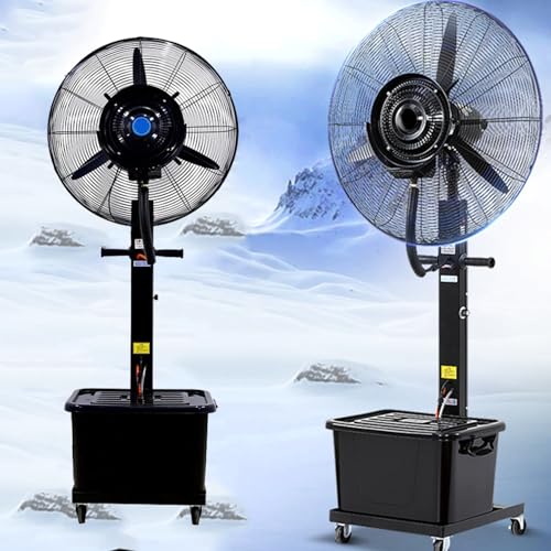 Ventiladores de pedestal, nebulizador industrial con tanque de agua de 11 galones y oscilación de 90 grados para enfriar patios, garajes, gimnasios y talleres. Ventilador de pedestal grande,
