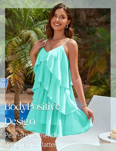 Image of DRESSTELLS Women's Cocktail Ruffle Tiered Dresses, Formal Wedding Guest Graduation Party Mini Dress