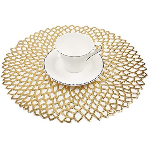 Famibay Round Table Mats Washable PVC Placemats for Kitchen Heat Resistant Vinyl Place Mats Sets of 6 Cover