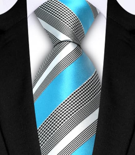 Image of GUSLESON Men's 5-pc Striped Tie Gift Set - Jacquard Necktie, Pocket Square, Cufflinks, Lapel Pin, Tie Clip - Wedding Formal Gifts