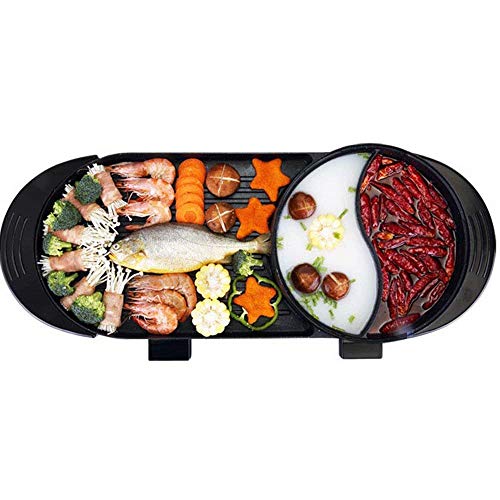 Grillplatte Elektrogrill Indoor Hot Pot Zwei-in-Eins-Grill Teppanyaki Haushalt 1500W Rundgrill