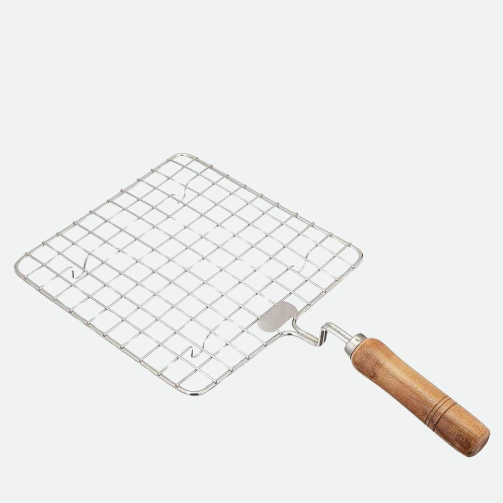 Chefman Stainless Steel Roaster with Wooden Handle – Papad Jali, Pizza, and BBQ Grill Tool-image-22