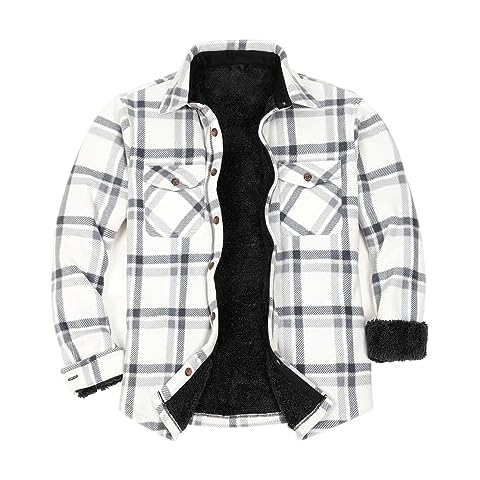 ZENTHACE Sherpa Fleece Lined Flannel Shacket Cover