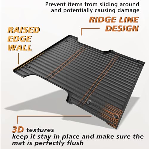 Image of TripleAliners Truck Mat Compatible with 2022-2026 Toyota Tundra CrewMax 5.5FT Accessories, Truck Bed Mat Heavy Duty Custom Fit All Weather Protection TPE Pickup Liner