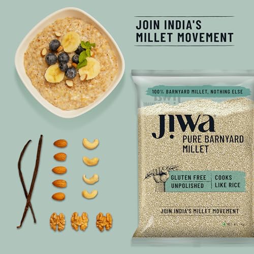 Image of Jiwa Pure Barnyard Millet | 1 Kg | Unpolished | Cooks In 15 Minutes | Positive Millet | Sanva /Udalu /Bhagar /Kuthiraivally Seeds | Upwas, Farali, Vrat | Ancient Grain | Low GI | Gluten Free