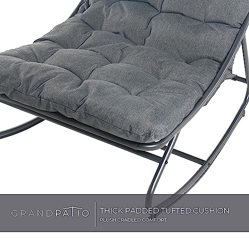 Grand Patio Rocking Chair Outdoor & Indoor, Metal Patio Lounge Rocking Chair With Thick Cushion thumb #7