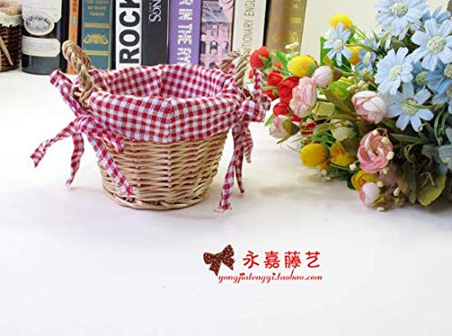 Wicker Picnic Basket Oval Wicker Basket with Handle Floral Willow Family Fruit Gifts Camping Picnic Basket Organizer Home Decoration red