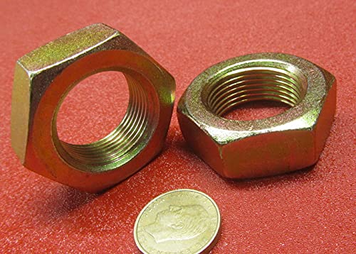Grade 8 Zinc Yellow Chromate Plated Hex Nuts 1-1/4-12 Thread x 1-7/8 W x 23/32 H 2 Pcs
