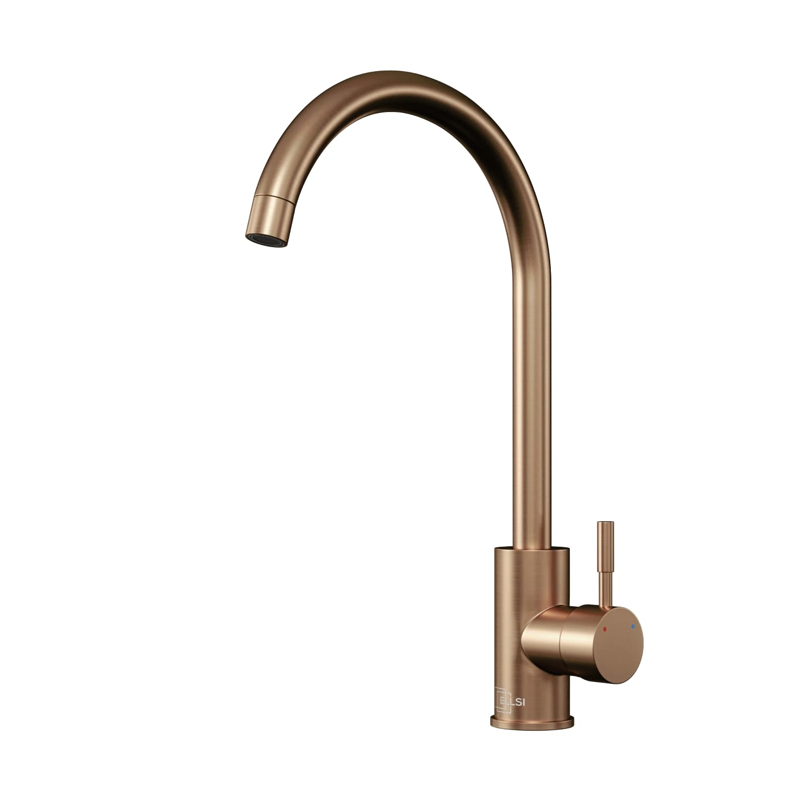 Flode WRAS Approved Kitchen Mixer Tap – Brushed Copper – Modern High Arc Monobloc Sink Mixer – Designer Single Lever Tap
