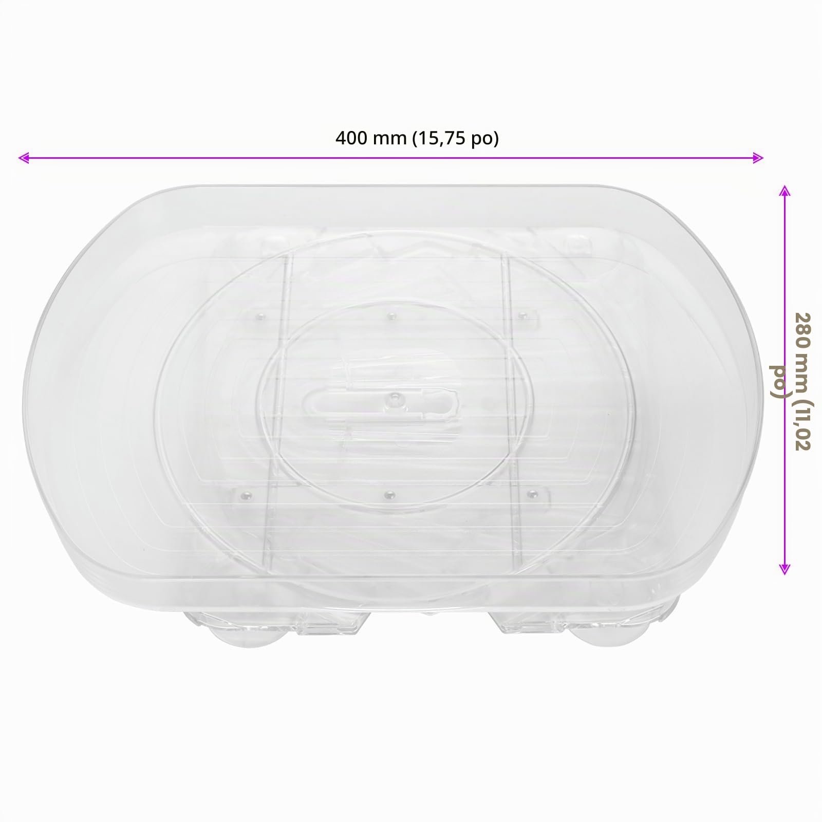 SINJEUN Lot de 2 platines tournantes transparentes Lazy Susan, rotatives à 360°, pour réfrigérateur, 40 x 28 cm