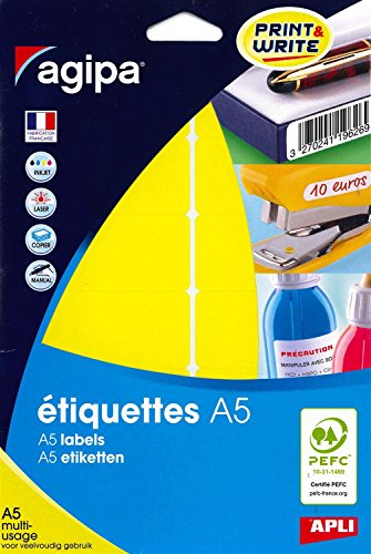 Étiquettes multi usage permanente AGIPA jaune à forte adhérence 32x70 mm