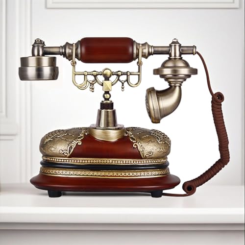 Image of TelPal Retro Vintage Antique Style Rotary Dial Button Desk Telephone Phone Home Living Room Decor