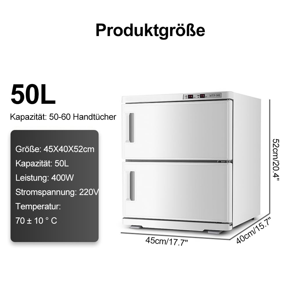 50L Handtuchwärmer Kompressen Towel Handtuch Wärmer,Handtuch Hot Cabinet mit UV-Lampe Platz für 50 bis 60 Handtücher,Kompressenwärmer für Babypflege, Spa,Friseursalons(Weiß)