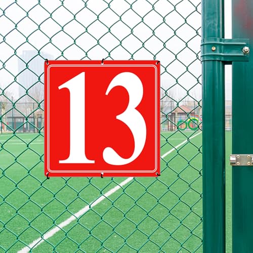 Image of Premium Aluminum Number Signs 13, Metal 12 inch X 12 inch Red Numbered Signs Outdoor for Parking Lots, Floor, Dock, Court, Aisle, Field, High Visibility, No Fade, Weather-resistant