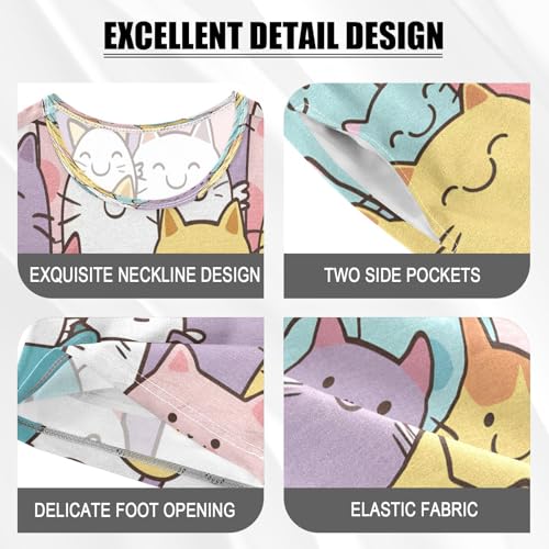 senya Short Sleeve Pajamas Sets Summer Cotton Sleepwear Seamless Pattern Of Cats4