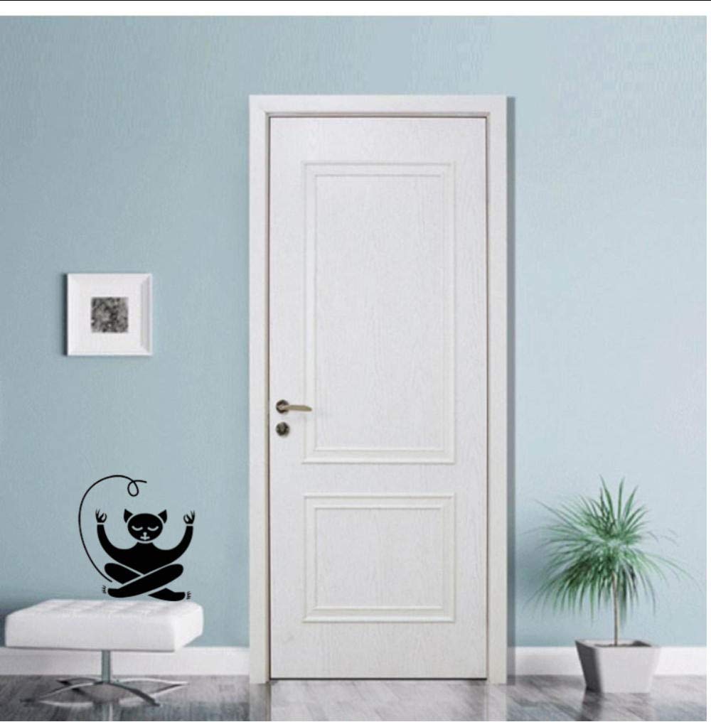 wkxjh 2pcs/set 19.4x22CM Meditation Cat Yoga Animal Pet Zen Wall Decal Home Art DIY Decor Stickers For Kids Bedroom Door Sticker