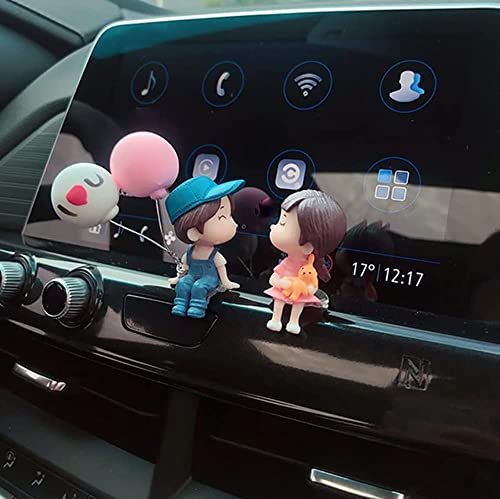 Image of Cute Car Decoration Lovely Couple Car Decoration Cute Cartoon Couples Action Figure Figurines Balloon Ornament Auto Interior Dashboard Accessories for Boys Girls Gifts (Pink Balloon)
