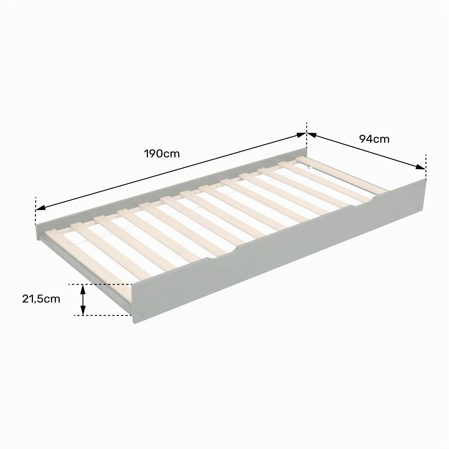 Happy Garden Cajón Blanco Marceau, Cama Adicional de Madera con somier y Ruedas, se Puede Guardar Debajo del somier
