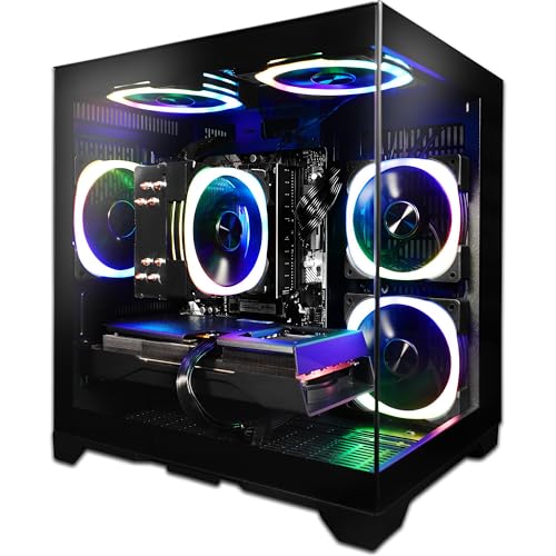 Image of SAAV Prebuilt Gaming PC Bundle Desktop Tower AMD Ryzen 7 5800X Radeon RX 9060 XT 8GB GDDR6 16GB DDR4 512GB NVMe SSD WiFi 6 Bluetooth Windows 11 Black Air Cooler RGB Computer PC Gaming