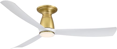 Fanimation Ventiladores FPD8534BS-LK-F Kute - Ventilador de techo empotrado de 3 aspas con kit de luz, 13.1 pulgadas de alto y 52 pulgadas de ancho,