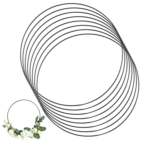 8 Pcs Metal Floral Hoops Wreath 12 Inch Dream Catcher Macrame Rings for Wedding Wreath Decor, Table Centerpieces, Wall Hanging Crafts (Black)