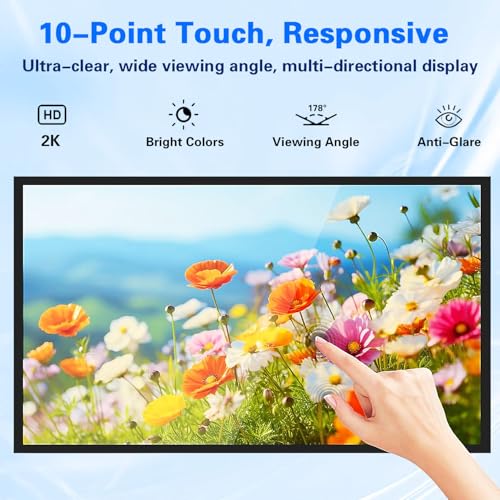 Image of 43in Digital Signage Display, Commercial Advertising Kiosk, Wall Mounted 2K IPS LCD Screen, Smart Video Media Player, with Speaker & Timed Open /Off, for Restaurant, Cafe,Non Touch Screen