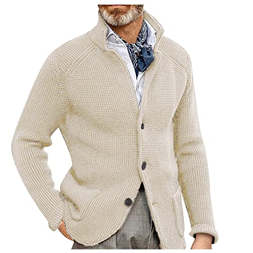 Ymosrh Men's Cardigan Sweaters with Buttons Cardigan Sweaters Shawl Collar Slim Fit Casual Knitted Sweater, M-3XL