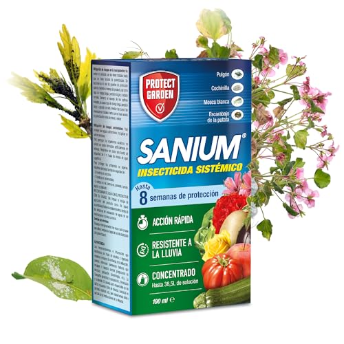 Protect Garden Sanium Insecticida sistémico en formato concentrado. Protege hasta 8 semanas, actúa en 1 hora. 100 ml
