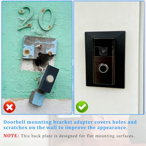 Doorbell Mounting Bracket Adapter Plate Compatible with Nutone M&S Intercom Ring and Similar Ring Doorbell Accessories Contains Hidden Screws Mount Video Door Bell Kits Black - Thumbnail 4