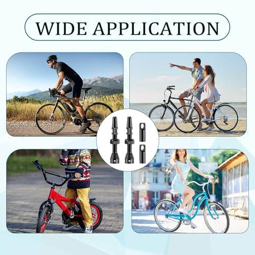 Tubeless Ventile Set, Presta Tubeless Ventil 44mm Aluminiumlegierung Ventilschaft Fahrrad Presta Französisches Ventil MTB Tublessventiel für Fahrradreifen Straße und MTB Reifen (Schwarz)