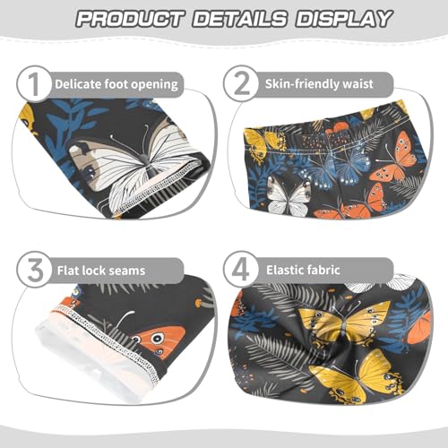 Butterflies Colorful Leaves Girls Leggings Athletic Pants Tights Stretch Bottom3