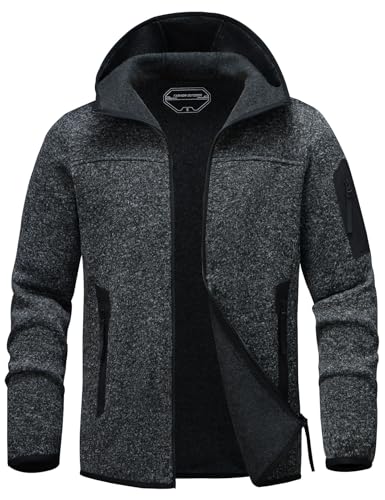 Men's Fleece Lined Jacket Full Zip Lightweight Soft Warm Jacket with Zip Pockets Winter Outdoor Casual Coat