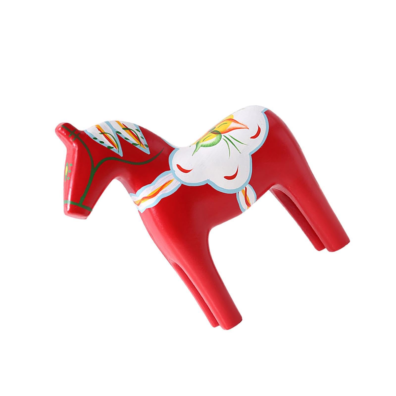 QIXCXAZ Charming Gift Craft Wooden Swedish Dala Horse Figurine Unique Collectible Statue Housewarming Item Can Become Beautiful Landscape And Overall Home, red