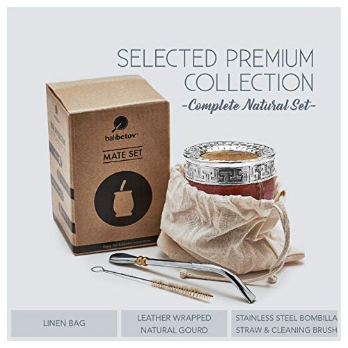 balibetov Premium Set - Mate de Calabaza Natural - Mate Uruguayo Forrado en Cuero - Incluye Bombilla y Cepillo de Acero… - Imagen 3