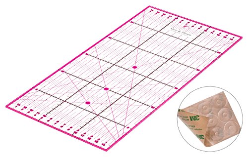 Patchwork Lineal 30x15cm mit gratis Anti Rutsch Aufklebern. Transparentes Universal Lineal mit cm und Winkel-Maßen