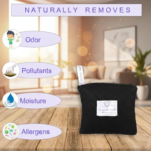 Image of Activated Charcoal Bag Natural Air Purifier & Car Deodorizer Premium Moisture Absorber for Wardrobe, Bathroom, Kitchen & Pet Areas Dehumidifier Eliminates Dampness & Smells (500gm)