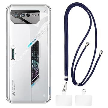 Shantime Capa para Asus ROG Phone 6 + cordões universais para celular, pescoço/alça macia de silicone TPU capa amortecedora para Asus ROG Phone 6D (6,7 polegadas)