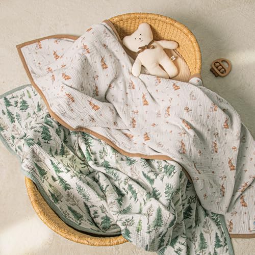 Image of lulumoon Muslin Baby Blanket Neutral: Cotton Toddler Blanket for Daycare